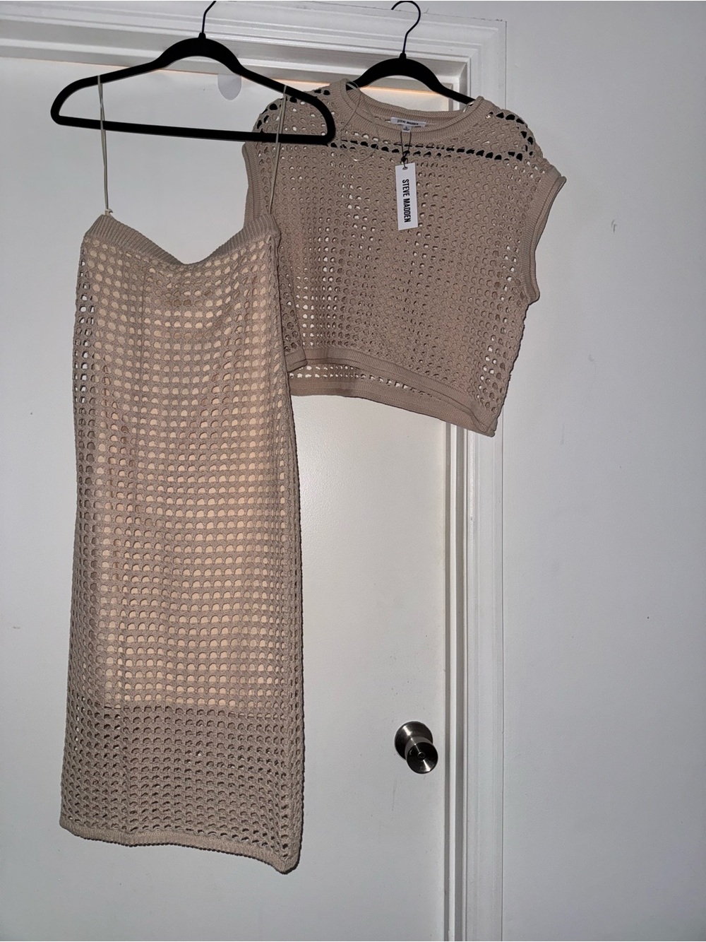 Steve Madden Beige Crochet Midi Skirt